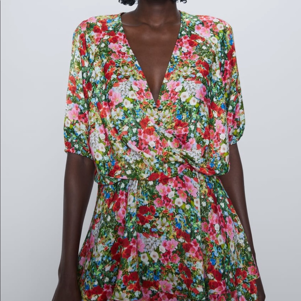 Zara Floral Print Mini Dress - Picture 3 of 15